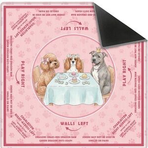 Puppy Tea Party Mahjong Mat | Pink Grandmillennial Game Mat